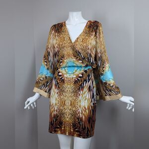 Bebe Kimono Sleeve Mini Dress – Size Small – Abstract Animal Print